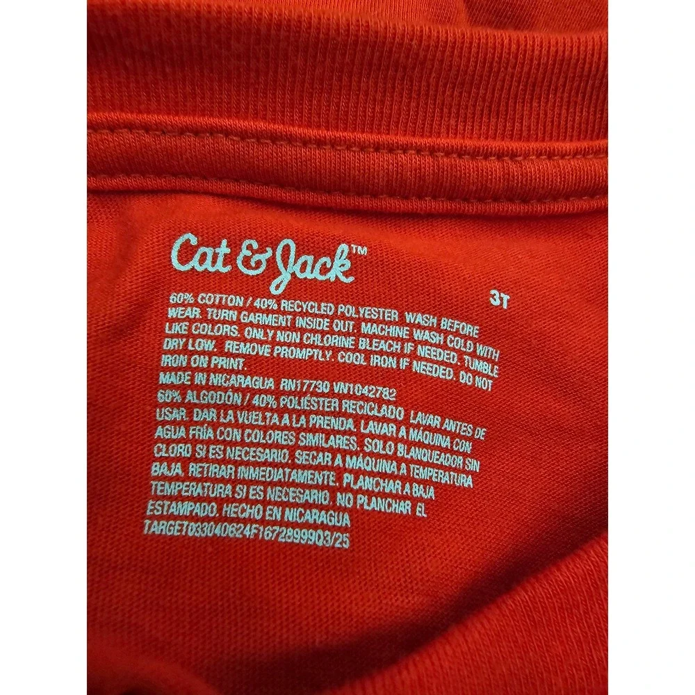 Cat & Jack Boys 2pc Outfit Set Red Dinosaur Motorcycle Shirt Gray Joggers 3T NEW